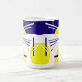 Abstracte kunst Positieve Vibes Geel Blauw Wit Koffiemok (Center)