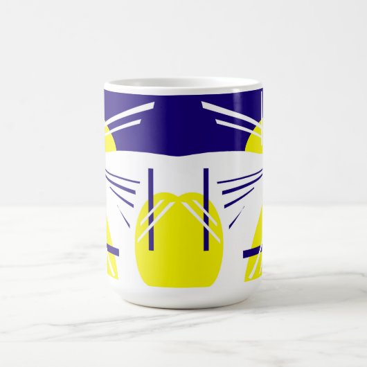 Abstracte kunst Positieve Vibes Geel Blauw Wit Koffiemok (Center)