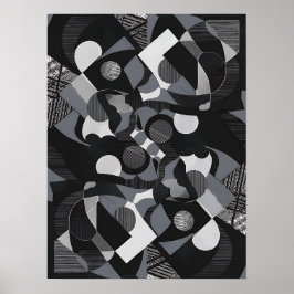 Abstracte kunst Poster, zwart-wit moderne print