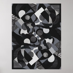 Abstracte kunst Poster, zwart-wit moderne print
