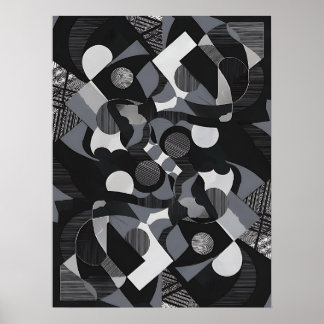 Abstracte kunst Poster, zwart-wit moderne print