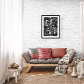 Abstracte kunst Poster, zwart-wit moderne print