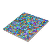 Abstracte kunst Prachtige, kleurrijke blauwe mozaï Tegeltje (Zijkant)