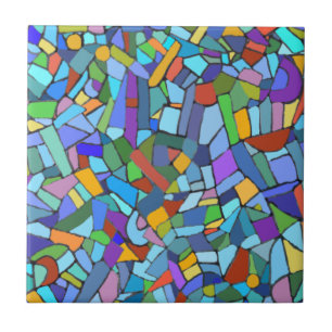 Abstracte kunst Prachtige, kleurrijke blauwe mozaï Tegeltje