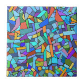 Abstracte kunst Prachtige, kleurrijke blauwe mozaï Tegeltje (Voorkant)