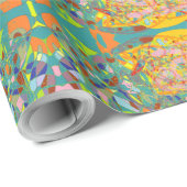 Abstracte kunst retro impressionistisch ontwerp cadeaupapier (Rol Hoek)