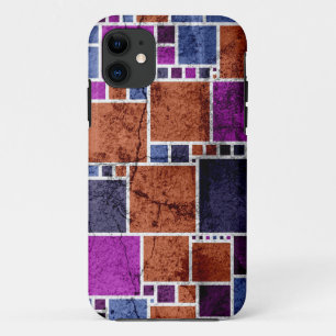 Abstracte kunst Retro Squares Cracked Wall iPhone 11 Hoesje
