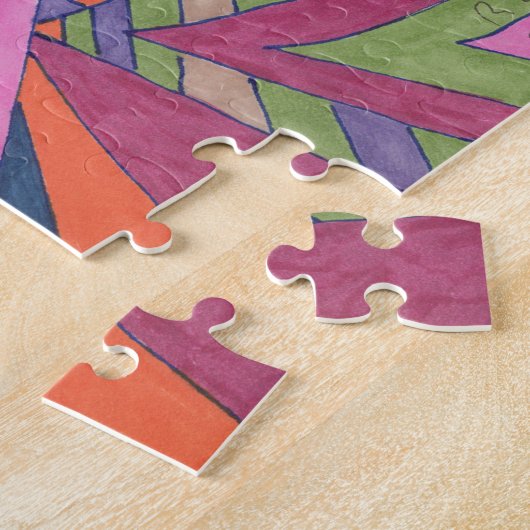 abstracte kunst "Ride the Groovy Rainbow" Legpuzzel (Zijkant)