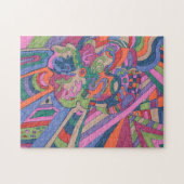abstracte kunst "Ride the Groovy Rainbow" Legpuzzel (Horizontaal)