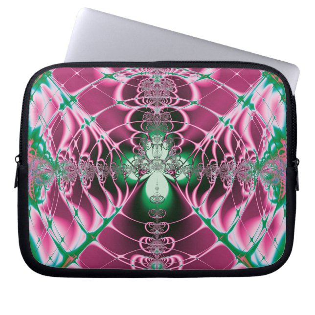 Abstracte Kunst Rode Bloem Laptop Sleeve (Voorkant)