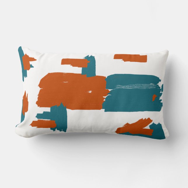 Abstracte kunst rode donker turquoise blokken kuss kussen (Voorkant)