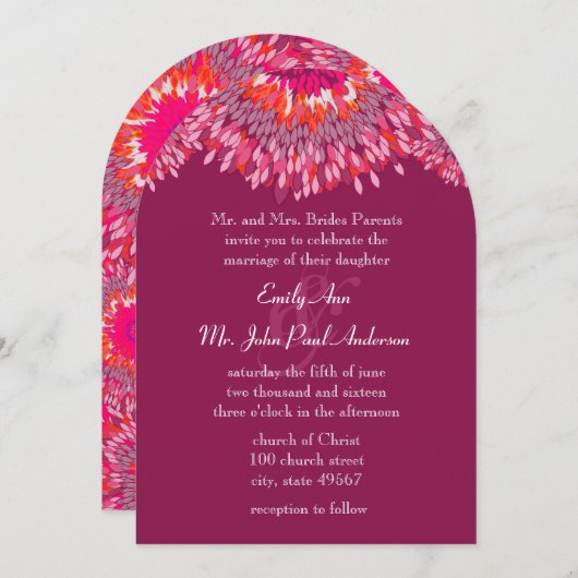 Abstracte kunst Rode frambozenroze bruiloft Kaart (Voorkant / Achterkant)