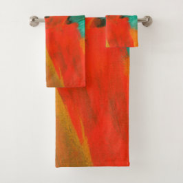 Abstracte kunst Rode Oranje gouden gouden kleur Bad Handdoek