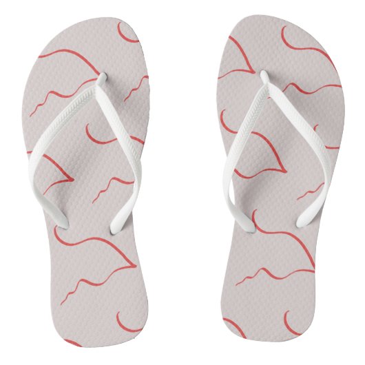 Abstracte Kunst Rode Schetspatroon Flip Flops (Voetbed)