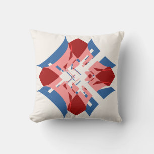 Abstracte Kunst Rood Blauw Roze Diamant Bloemen On Kussen