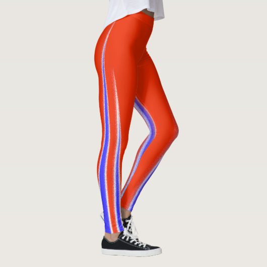 Abstracte Kunst Rood Blauw Wit Minimalisme Leggings (Rechts)