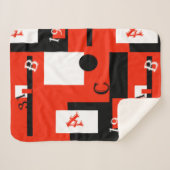 Abstracte kunst rood zwart wit dekentje sherpa deken (Voorkant (horizontaal))