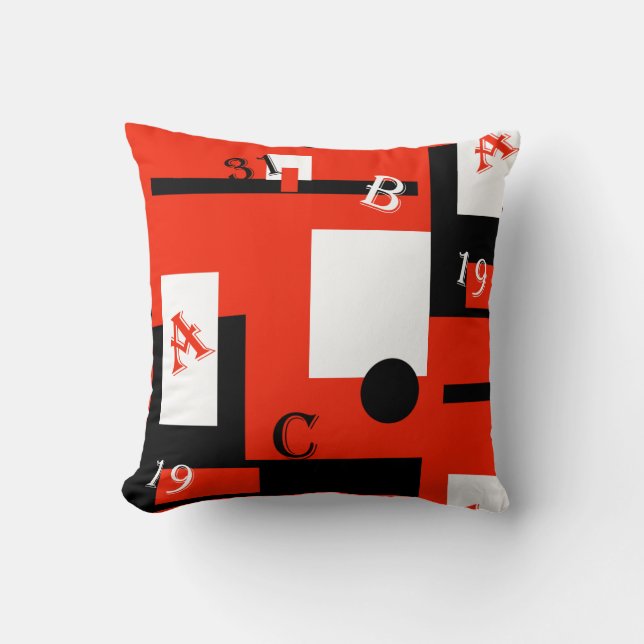 Abstracte Kunst Rood Zwart Wit Kussen Worp Kussen (Voorkant)