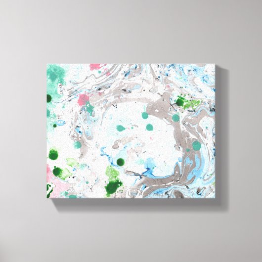 Abstracte kunst Roze Blauw Groen Wit Trendy Modern Canvas Afdruk (Voorkant)