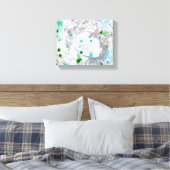 Abstracte kunst Roze Blauw Groen Wit Trendy Modern Canvas Afdruk (Insitu (Slaapkamer))