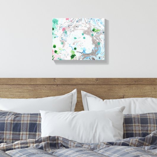 Abstracte kunst Roze Blauw Groen Wit Trendy Modern Canvas Afdruk (Insitu (Slaapkamer))