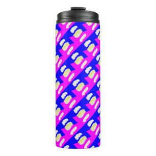 ABSTRACTE KUNST ROZE EN KONINKLIJK BLAUW THERMOSBEKER