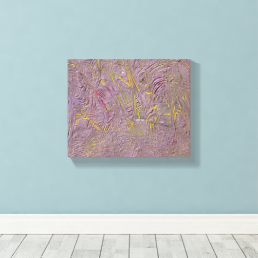 Abstracte kunst Roze Geel Groen Trendy Modern Canvas Afdruk (Insitu (Houten vloer))