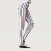 Abstracte Kunst Roze Grijs Witte Lijnen Leggings (Rechts)