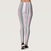 Abstracte Kunst Roze Grijs Witte Lijnen Leggings (Achterkant)