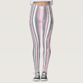 Abstracte Kunst Roze Grijs Witte Lijnen Leggings (Voorkant)