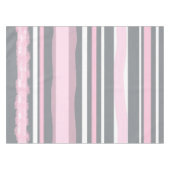 Abstracte kunst roze grijs witte lijnen tafelkleed (Voorkant (Horizontaal))
