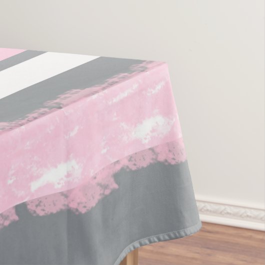 Abstracte kunst roze grijs witte lijnen tafelkleed (Voorbeeld)