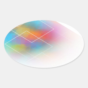 Abstracte kunst roze rood oranje op maat kleurrijk ovale sticker