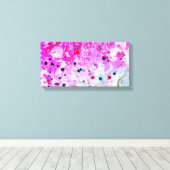 Abstracte kunst roze roodgroene moderne trendy canvas afdruk (Insitu (Houten vloer))