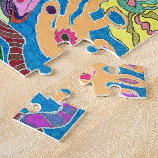 abstracte kunst "Roze winkels" Legpuzzel (Zijkant)