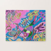 abstracte kunst "Roze winkels" Legpuzzel (Horizontaal)