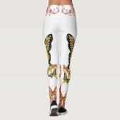 Abstracte kunst Rozen vlindervlies hartig goud Leggings (Achterkant)