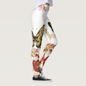 Abstracte kunst Rozen vlindervlies hartig goud Leggings (Rechts)
