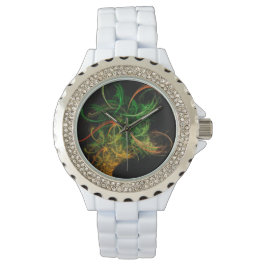 Abstracte kunst ruimte bloemen horloge