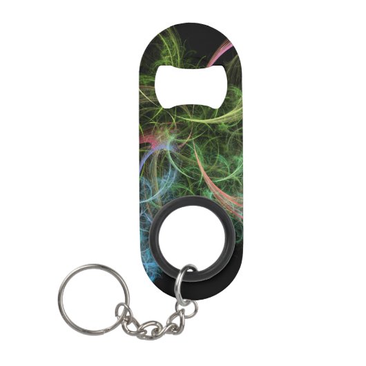 Abstracte Kunst Ruimte Bloemen Mini Flessenopener (Voorkant)