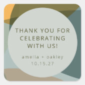 Abstracte Kunst Sage Blauwgroen Aangepaste Bruilof Vierkante Sticker (Voorkant)