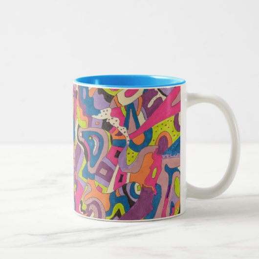 abstracte kunst "Samba" Tweekleurige Koffiemok (Rechts)