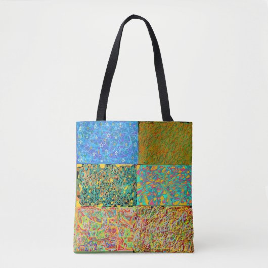 abstracte kunst sari als patchwork tote bag (Voorkant)