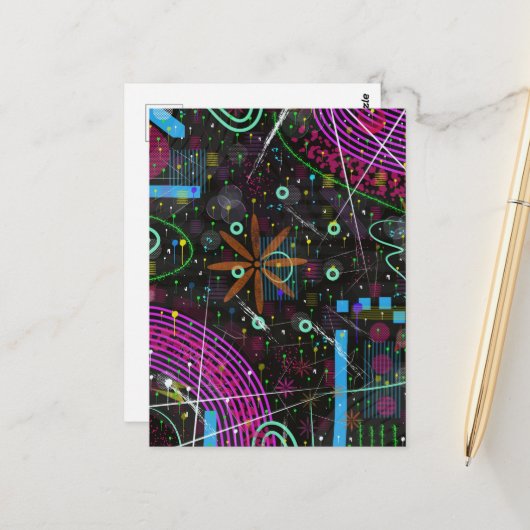 Abstracte Kunst: Satelliet  Briefkaart (Voorkant / Achterkant in situ)