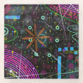 Abstracte Kunst: Satelliet  Glazen Onderzetter (Voorkant)