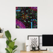 Abstracte Kunst: Satelliet  Poster (Thuiskantoor)