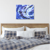 Abstracte Kunst 'Schakeringen van Blauw' Canvas Afdruk (Insitu (Slaapkamer))