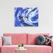 Abstracte Kunst 'Schakeringen van Blauw' Canvas Afdruk (Insitu (Woonkamer))