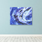 Abstracte Kunst 'Schakeringen van Blauw' Canvas Afdruk (Insitu (Houten vloer))