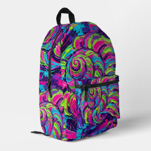 Abstracte Kunst Schelp Neon Levendig Geschilderde Bedrukte Rugzak
